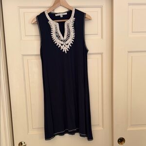 Max Studio Navy and White Sleeveless Dress